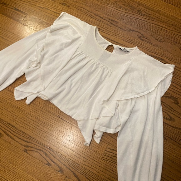 Topshop White Ruffle crop top - Picture 3 of 6